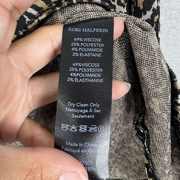 Kobi Halperin Top Size Medium Leopard Print Long Sleeve Smocked Cuff Oversized - Picture 11 of 12